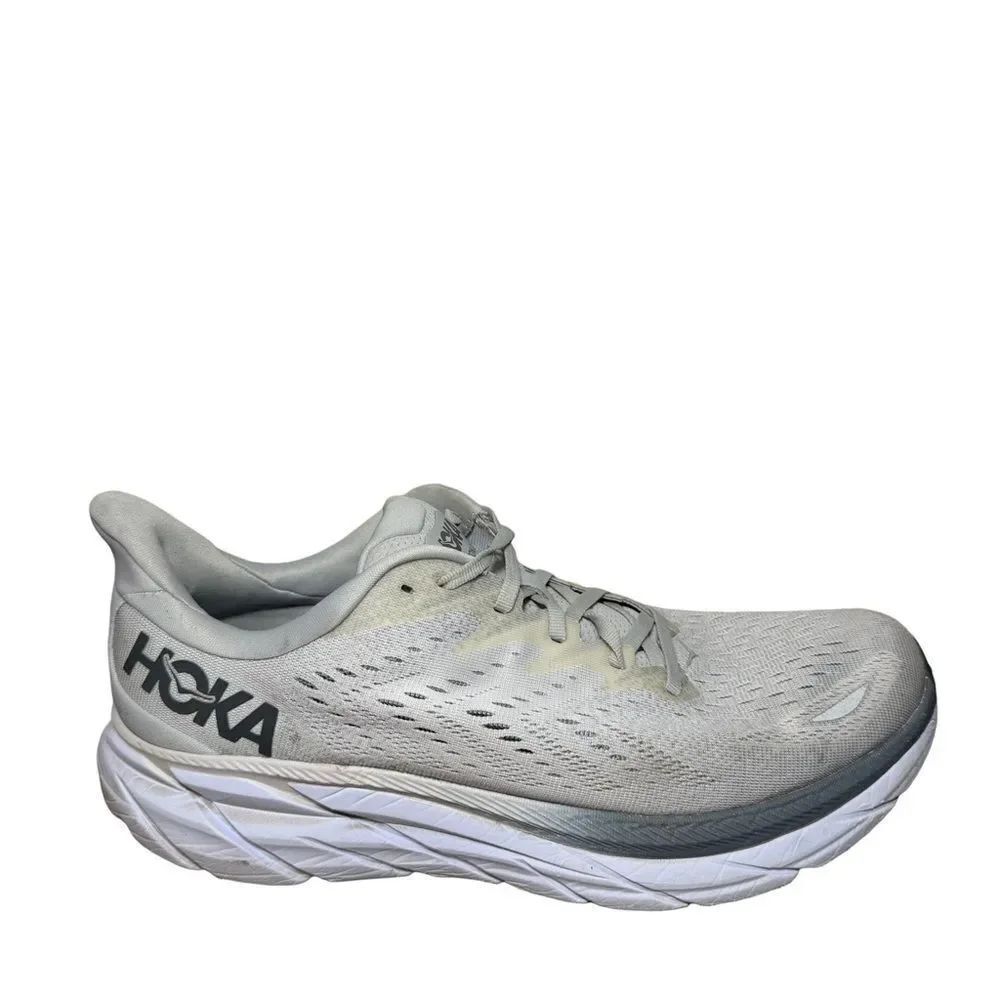 Hoka Clifton 8 Light Gray Athletic Shoes size 11.5 D